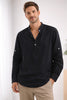 Men's Collared Henley Shirt Long Sleeve - Black