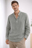 Men's Collared Henley Shirt Long Sleeve - Gray