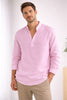 Men's Collared Henley Shirt Long Sleeve - Pink