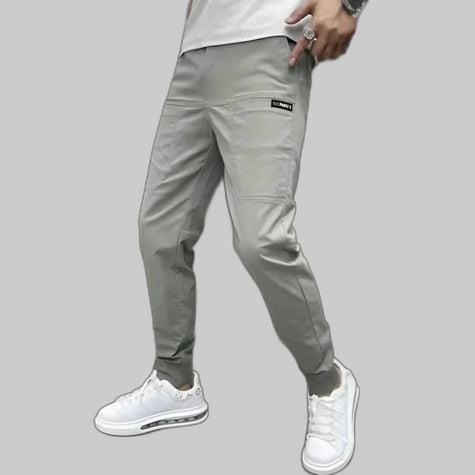 Men's Elastic Cargo Pants Casual - Light Gray