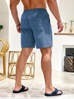 Men's Elastic Waist Swim Shorts - Blue back view