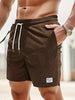 Men's Elastic Waist Swim Shorts - Brown