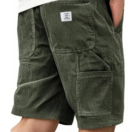 Men's Ribbed Cargo Shorts Casual - Army Green
