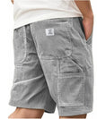 Men's Ribbed Cargo Shorts Casual - Grey
