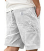 Men's Ribbed Cargo Shorts Casual - White