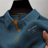Men's Textured Polo Shirt Casual - Blue
