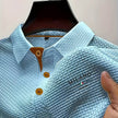 Men's Textured Polo Shirt Casual - Light Blue