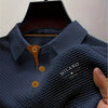 Men's Textured Polo Shirt Casual - Navy Blue