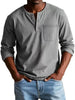 Men's Vintage Henley Shirt Casual - Grey