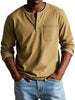 Men's Vintage Henley Shirt Casual - Khaki