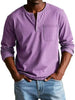 Men's Vintage Henley Shirt Casual - Purple