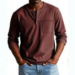 Men's Vintage Henley Shirt Casual - Red