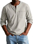 Men's Vintage Henley Shirt Casual - White