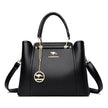 Women Elegant Handbag With Shoulder Strap - Black