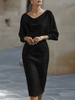 Women's Batwing Knit Dress Midi