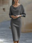 Women's Batwing Knit Dress Midi