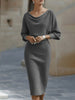 Women's Batwing Knit Dress Midi