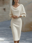 Women's Batwing Knit Dress Midi