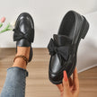 Women's Bow Moc Toe Loafers Slip On - Black
