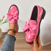 Women's Bow Moc Toe Loafers Slip On - Pink