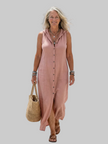 Women's Button Summer Dress Maxi