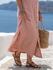 Women's Button Summer Dress Maxi
