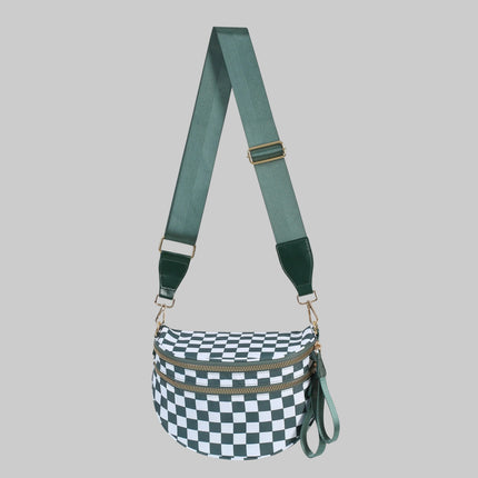 Women's Checkered Crossbody Bag Adjustable Strap