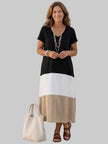 Women's Color Block Summer Dress Maxi