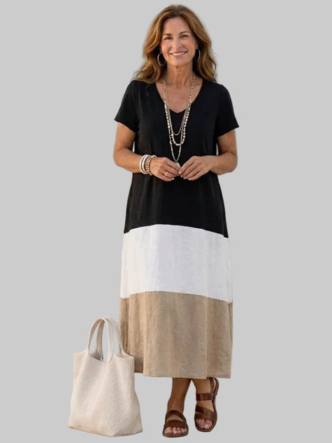 Women's Color Block Summer Dress Maxi