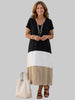 Women's Color Block Summer Dress Maxi