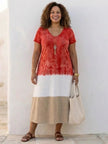 Women's Color Block Summer Dress Maxi