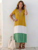 Women's Color Block Summer Dress Maxi