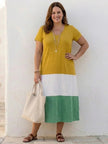 Women's Color Block Summer Dress Maxi