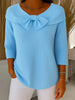 Women's Elegant Bow Blouse Ribbed