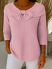 Women's Elegant Bow Blouse Ribbed