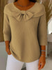 Women's Elegant Bow Blouse Ribbed