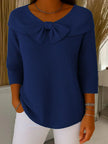 Women's Elegant Bow Blouse Ribbed