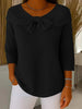Women's Elegant Bow Blouse Ribbed