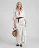 Women's Elegant Long Sleeve Shirt Dress Maxi - White
