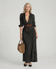 Women's Elegant Long Sleeve Shirt Dress Maxi - Black