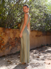 Women's Elegant One Shoulder Dress Maxi - Green Detail