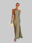 Women's Elegant One Shoulder Dress Maxi - Green