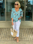 Women's Floral Blouse Casual - Blue