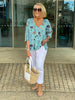 Women's Floral Blouse Casual - Blue