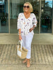 Women's Floral Blouse Casual - White