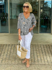 Women's Floral Blouse Casual - Gray