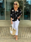 Women's Floral Blouse Casual - Black