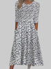 Women's Floral Half Sleeve Dress Midi - White Blue