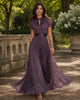 Women's Pleated Evening Dress Maxi - Purple Side