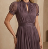 Women's Pleated Evening Dress Maxi - Purple Detail